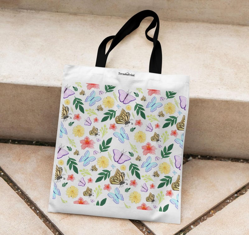 TrendoPrint Canvas White Tote Bags for Women with Zip 15Kgs Capacity, College Bag for Girls, 100% Organic Cotton Tote Bag for Shopping, Travel &Beach - Image 3