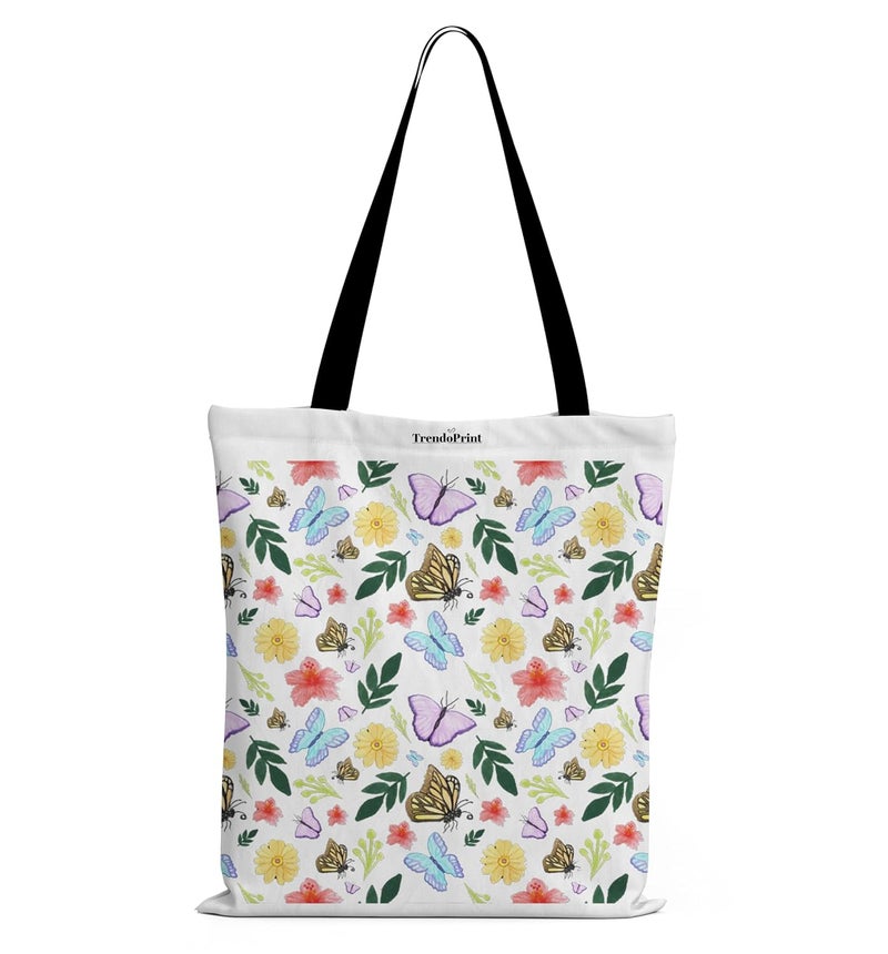TrendoPrint Canvas White Tote Bags for Women with Zip 15Kgs Capacity, College Bag for Girls, 100% Organic Cotton Tote Bag for Shopping, Travel &Beach - Image 1