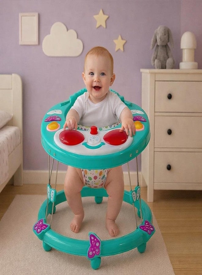 Maanit Round Kids Walker with Foldable, Cushion Seat | Activity Walker for Baby with Musical Toy Bar | Walker Baby 6-18 Months Boys Girls (Green) - Image 2