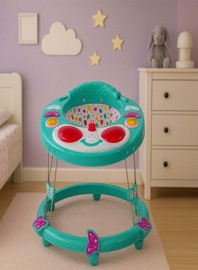 Maanit Round Kids Walker with Foldable, Cushion Seat | Activity Walker for Baby with Musical Toy Bar | Walker Baby 6-18 Months Boys Girls (Green) - Image 1