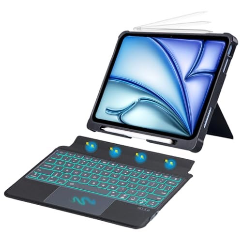 Concept Kart Keyboard Case for iPad Air 11 inch 2024/ 5th/ 4th Generation & iPad Pro 11 inch Cover with Kickstand, 7 Colors Backlit, Large Touchpad, Detachable Keyboard, Pencil Holder - Image 1