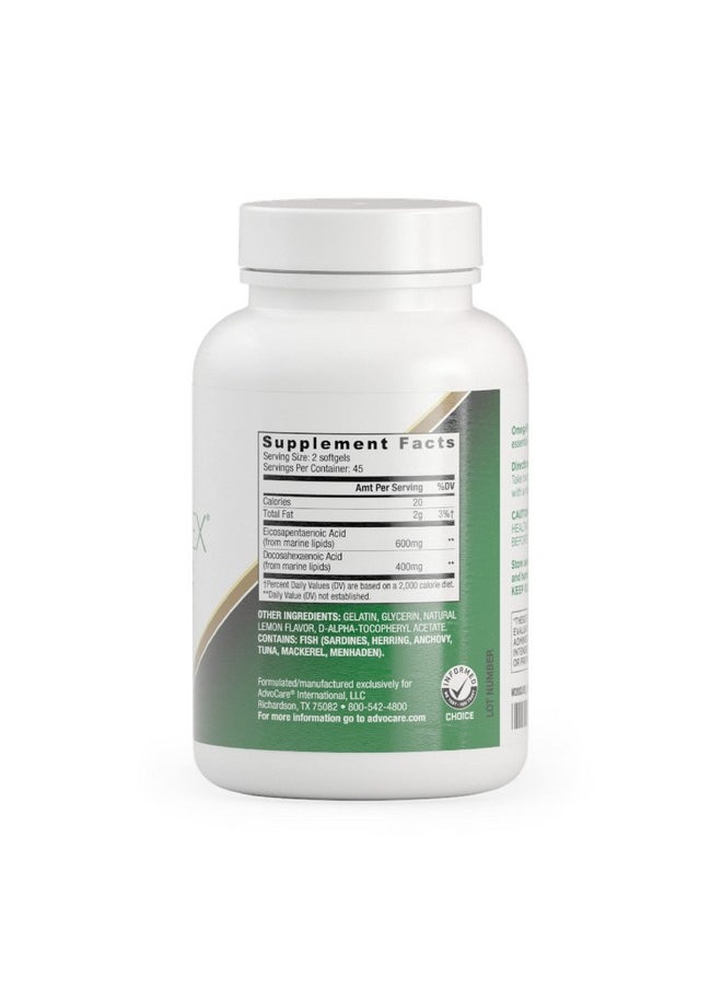 AdvoCare Omegaplex Omega 3 Fatty Acid Dietary Supplement Omega 3 Fish Oil Supplement 90 Softgels  - Image 3
