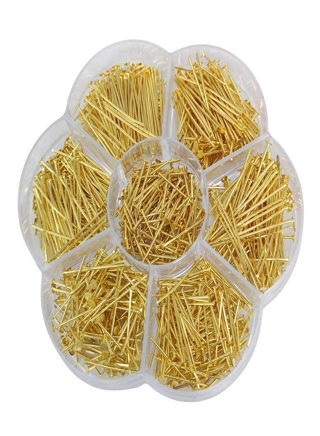 Chenkou Craft 700pcs Assorted of 7 Sizes Mix Flat Head Pins for Jewelry Making (Gold, Mix) - Image 1