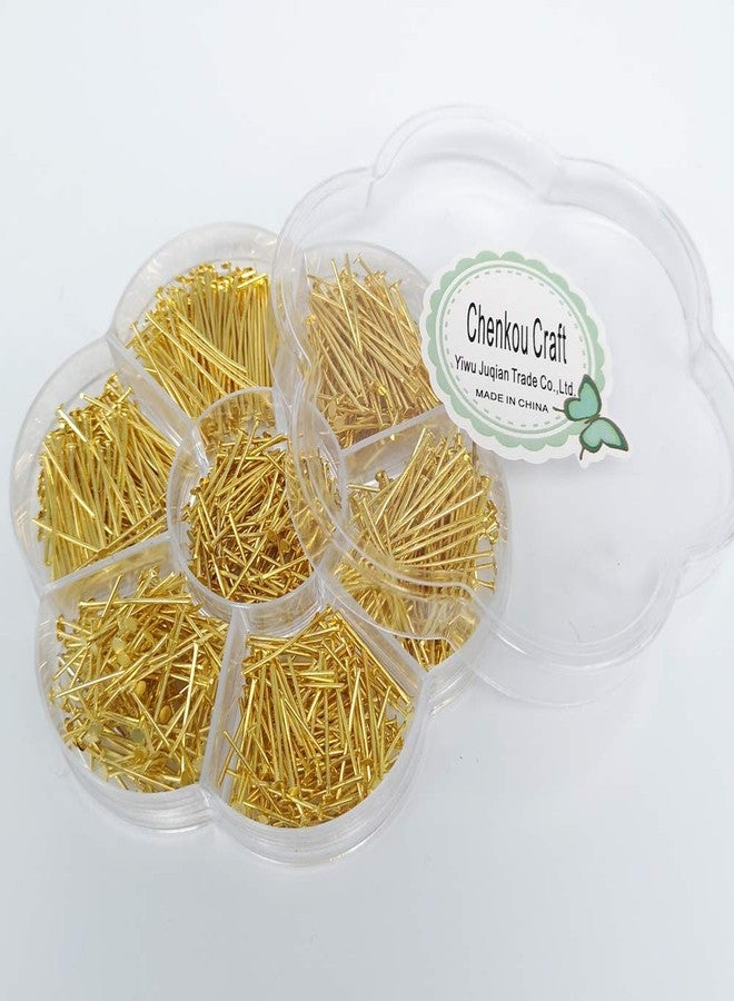 Chenkou Craft 700pcs Assorted of 7 Sizes Mix Flat Head Pins for Jewelry Making (Gold, Mix) - Image 3