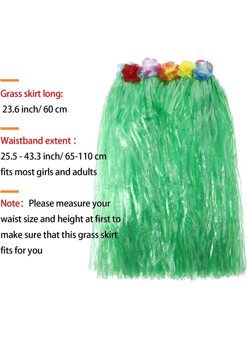 8-piece grass skirt set, perfect for Hawaiian beach tropical parties and costume balls! Stretch Hawaiian lei grass skirt with flowers, matching bracelets, necklaces, hairpins, pineapple sunglasses, perfect for Hawaiian hula and seagrass dancing. Green grass skirt set and yellow grass skirt set - Image 5