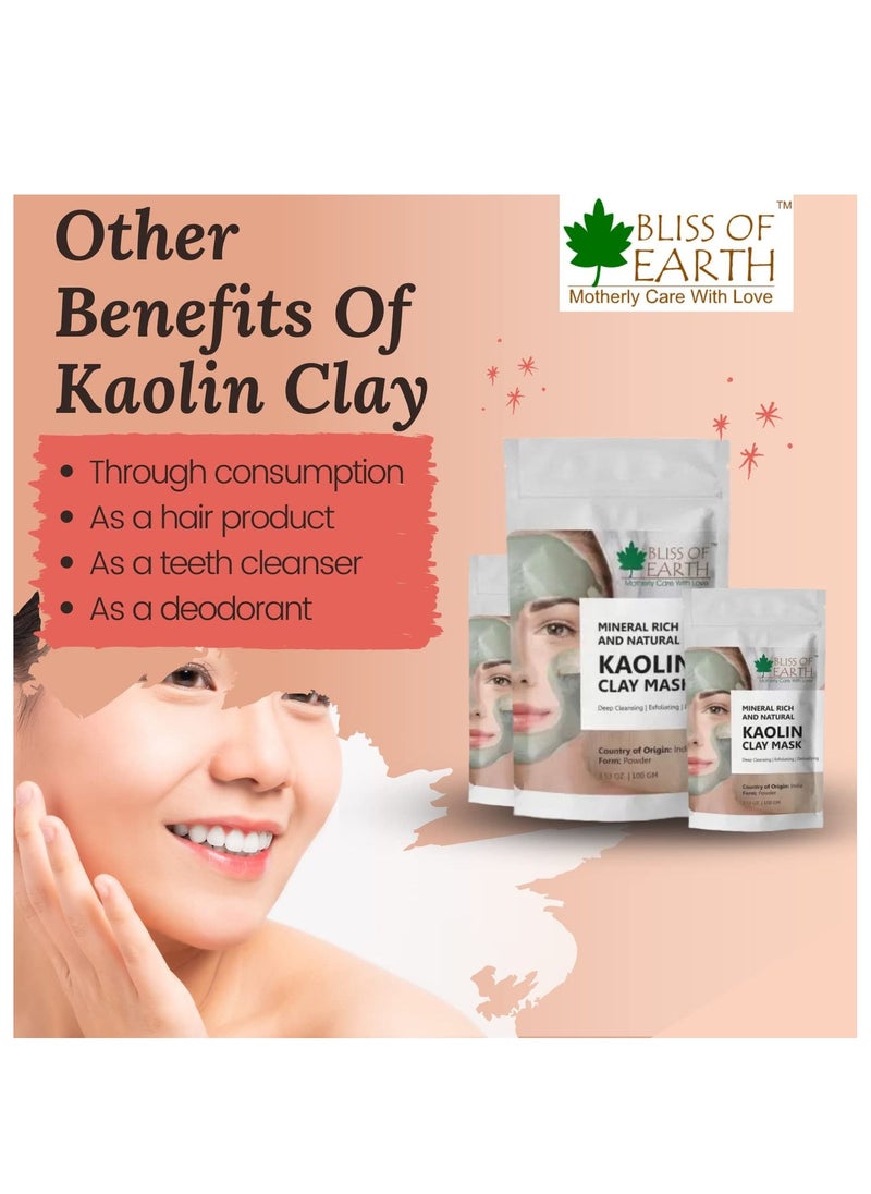 BLISS OF EARTH Bliss Of Earth Pure White Kaolin Clay Powder 2X100GM Finest Grade Natural Facial Mask Remove Excessive Oil & Dirt From Face Great For DIY Products Soaps Natural Deodorant  - Image 4