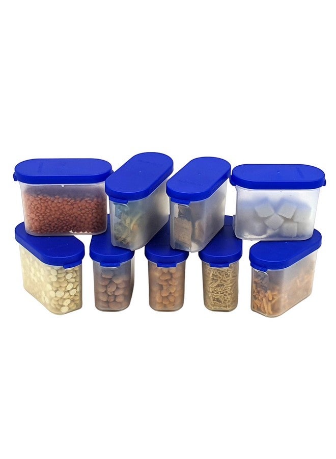 Mahaware Modular Mini Oval Plastic Fridge Door Kitchen Container Set, 150ml, Set of 9, Blue - Image 1