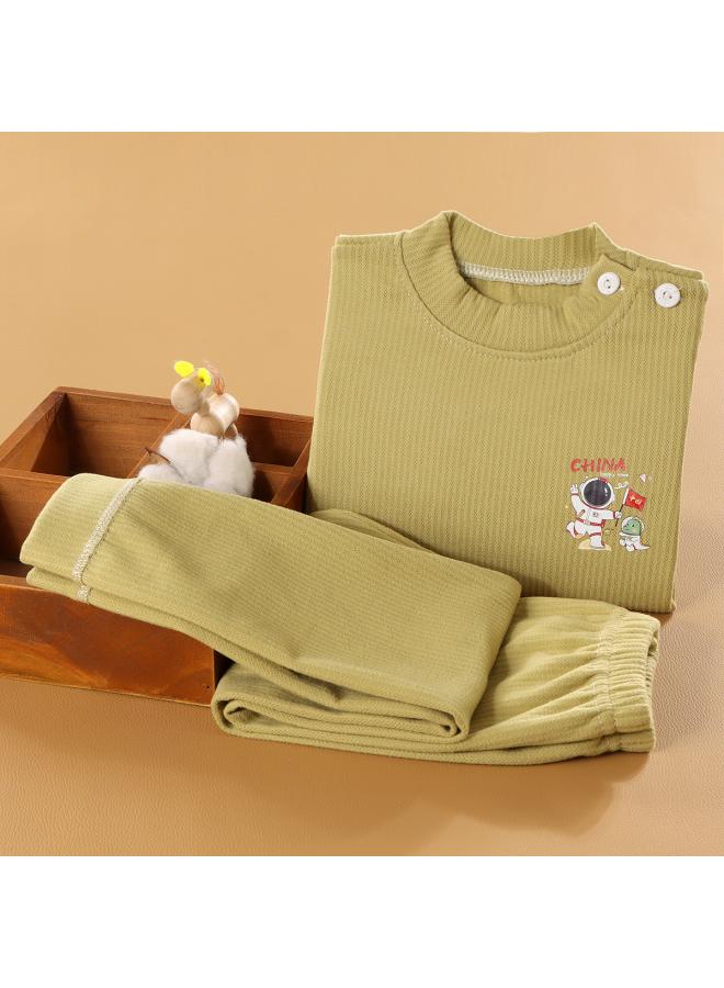 New Children's Warm Velvet Suit Boys Girls Baby Homewear Pajamas Middle And Big Children's Autumn Clothes Long Pants Children's Clothing 