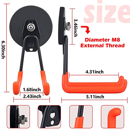 ULIBERMAGNET Magnetic Hooks,Heavy Duty Magnet Hook,Large Manget with Hooks for Hose,Jig Saw,Circular Saw,Workshop Organization,2 Pack Tool Hooks for Hammer Drill,Garden Tool(3.46inch/Orange) - Image 3