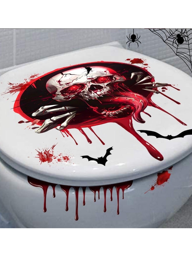 JCB CHIC Toilet Lid Sticker, Halloween Horrible Toilet Lid Decal, PVC Waterproof Toilet Sticker for Halloween Bathroom Decoration, Scary Window Cling Sticker, Wall Door Floor Decorative Stickers - Image 2