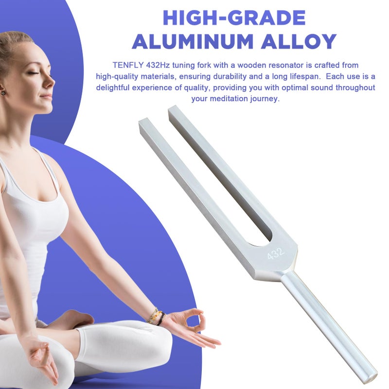 TENFLY 432 Hz Tuning Fork Paired with Elegant Wooden Resonator for Ultimate Meditation Experience - Image 4