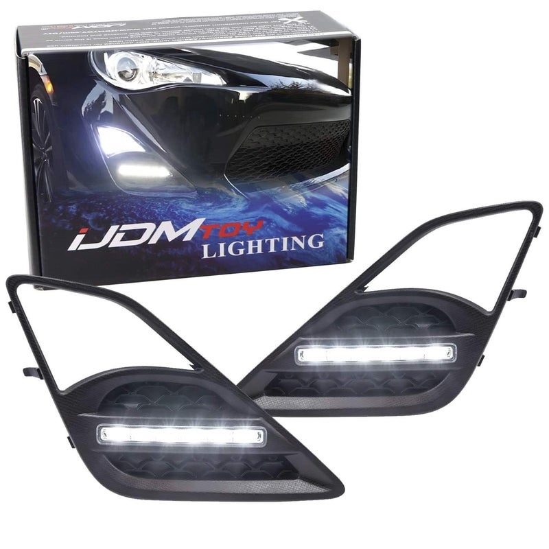 iJDMTOY OEM Fog Bezel Fit 6LED High Power LED Daytime Running Lights DRL Kit Compatible with 20132016 Scion FRS FRS