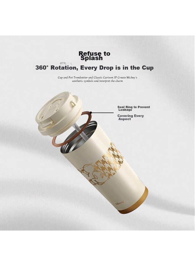 Germ Disney Shining Insulated Mug For Women, Dual-use Coffee Straw Water Cup, Large Capacity Car Cup, 500ml, Black Luxury Gold - Image 2