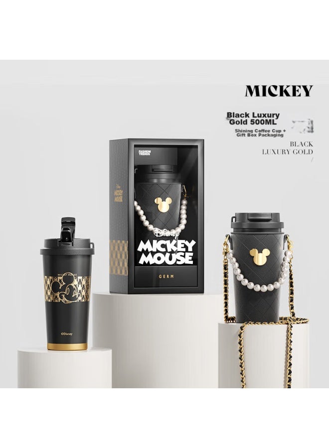 Germ Disney Shining Insulated Mug For Women, Dual-use Coffee Straw Water Cup, Large Capacity Car Cup, 500ml, Black Luxury Gold - Image 4
