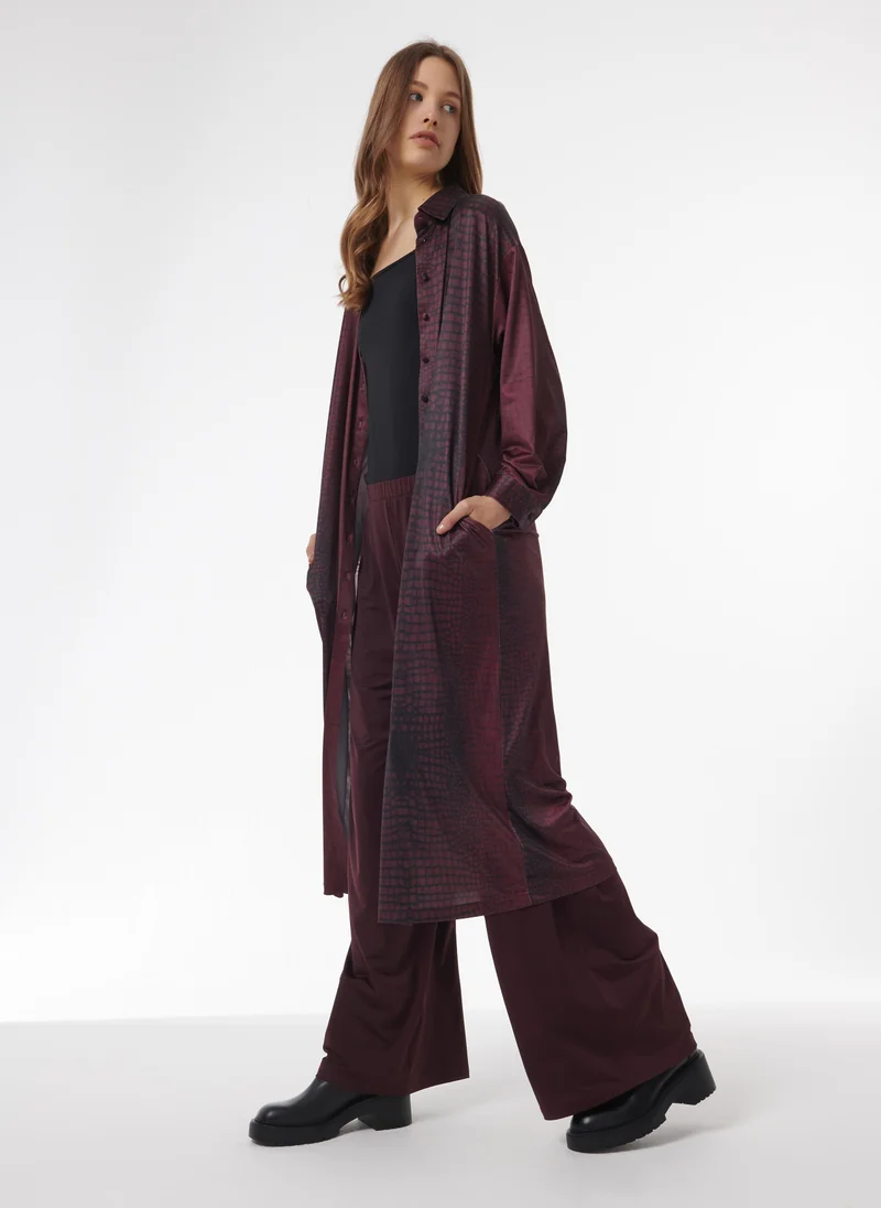leem Abstract Print Maxi Shirt