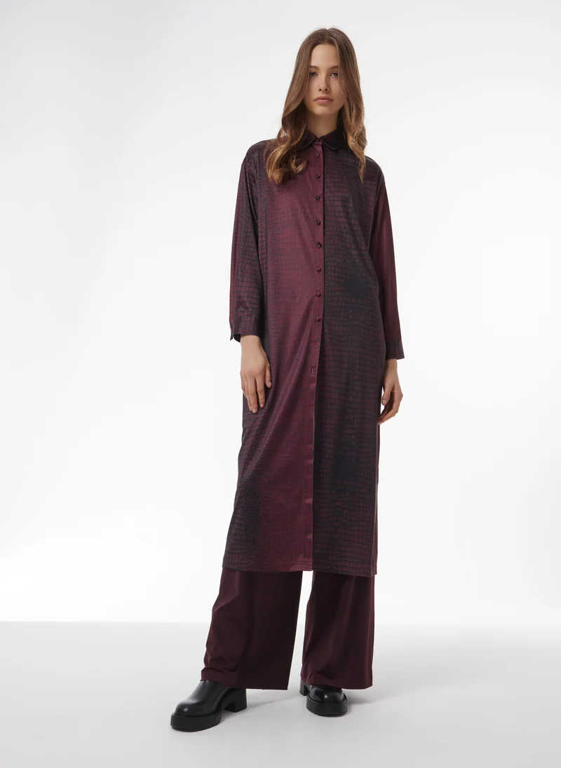 leem Abstract Print Maxi Shirt