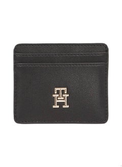 TOMMY HILFIGER Women's TH Monogram Credit Card Holder - Faux Leather, Black  - Image 1
