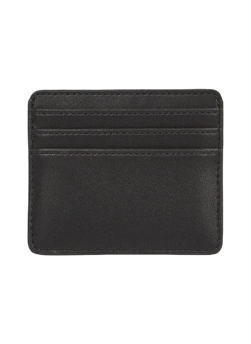 TOMMY HILFIGER Women's TH Monogram Credit Card Holder - Faux Leather, Black