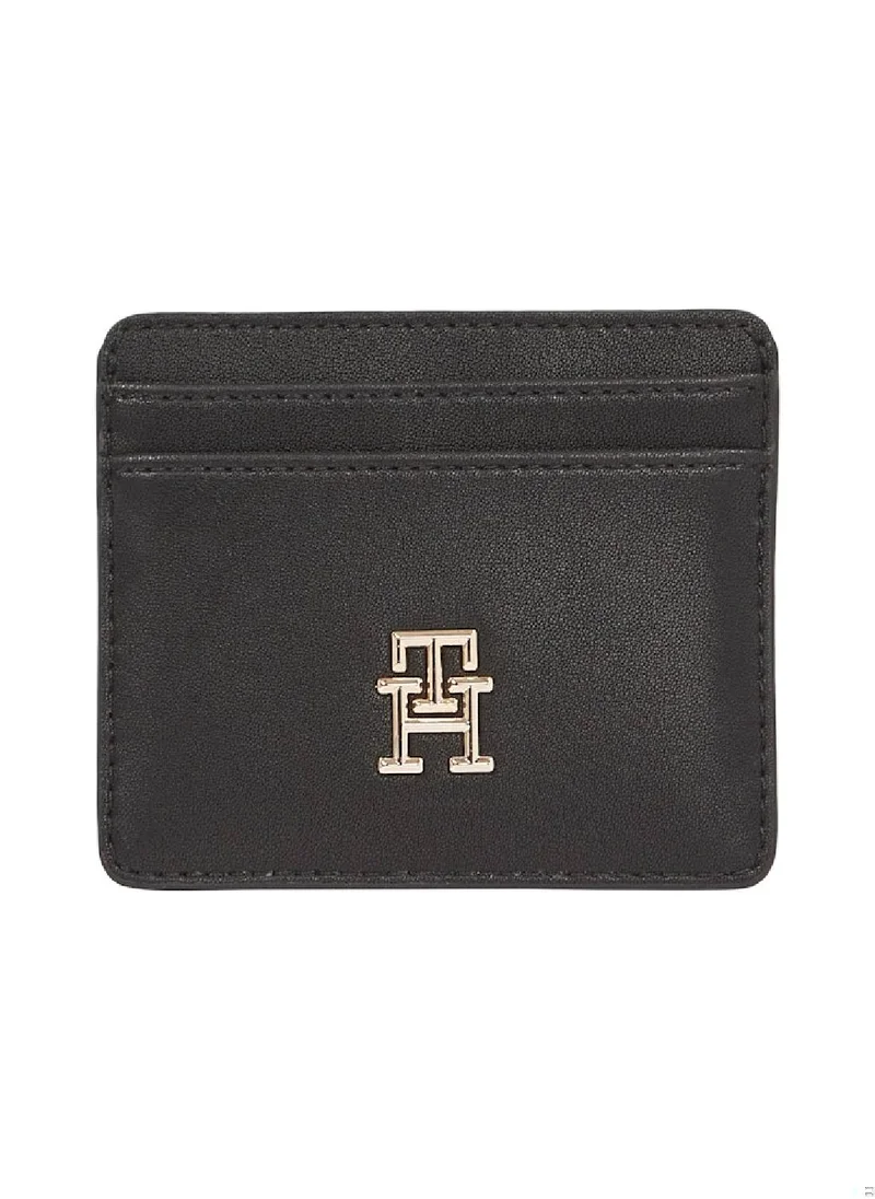 TOMMY HILFIGER Women's TH Monogram Credit Card Holder - Faux Leather, Black