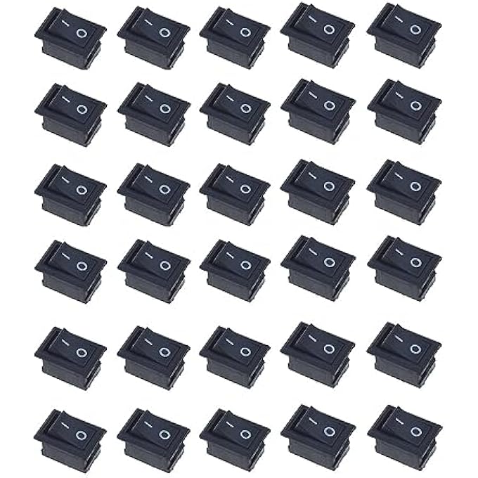 Senzooe 30Pcs 15X21Mm Ac 6A 250V 10A 125V 2 Solder Lug Spst On Off Mini Boat Rocker Switch Car Auto Boat Round Rocker 2 Pin Toggle Spst Switch Snap - Image 1