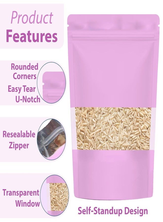 SKY FLEXI PACK Matte Pink Zip Lock Stand Up Pouches | 16×23.5 cm | 500gm | Pack of 50 | Reusable, Airtight, Leakproof, Self Sealing, Multi-Purpose | Food Storage Transparent Window Polyester Storage Bags - Image 3