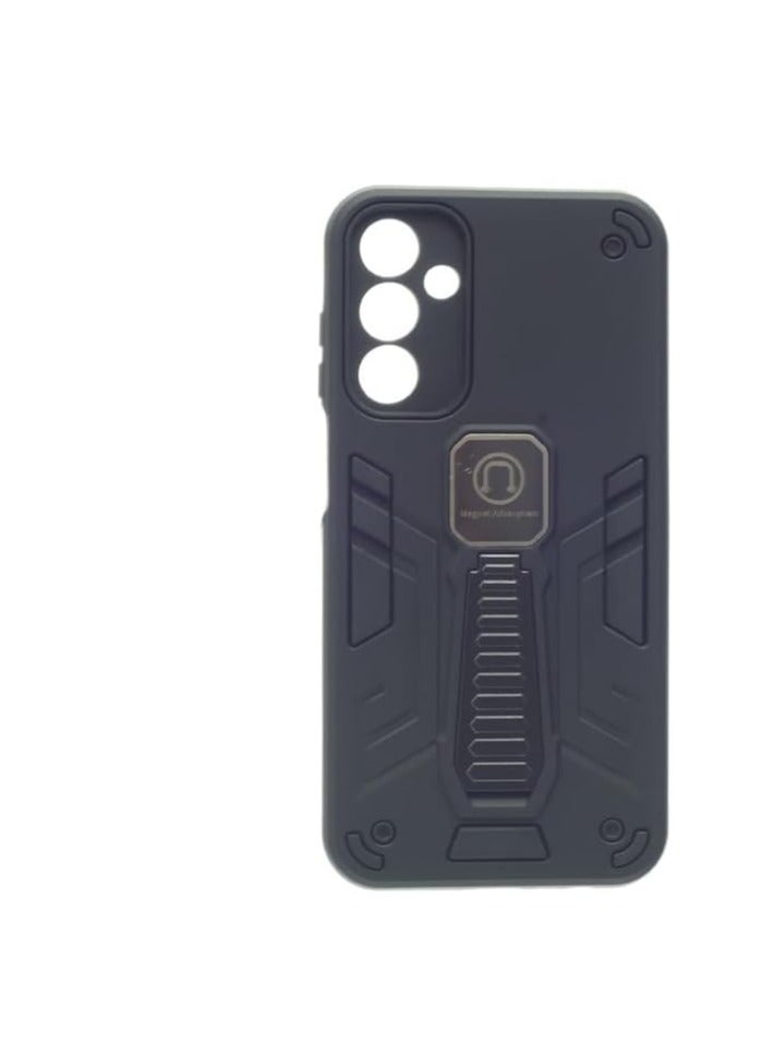Hard Silicone Back Cover with Magnetic Kickstand for Samsung Galaxy A15, A24, A25 - Black - Image 1