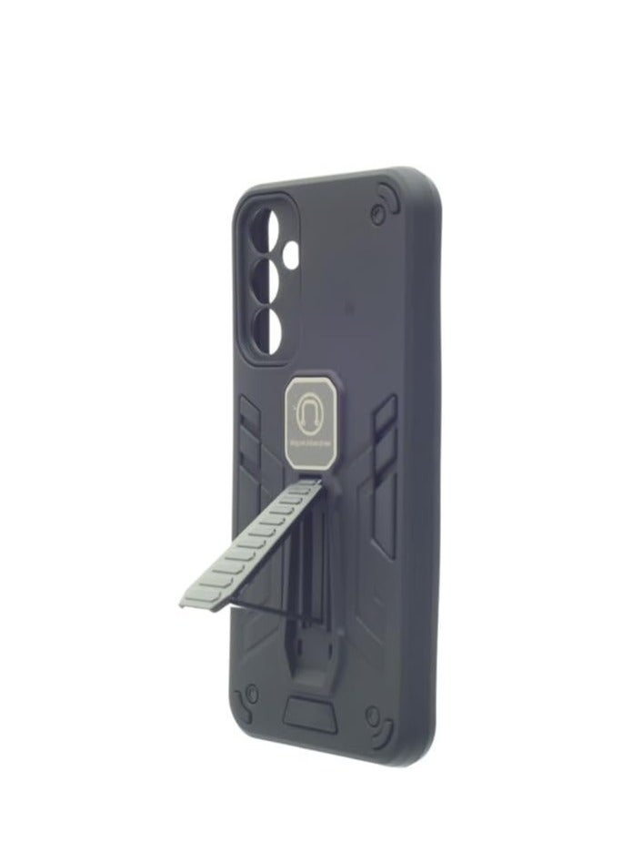 Hard Silicone Back Cover with Magnetic Kickstand for Samsung Galaxy A15, A24, A25 - Black - Image 3
