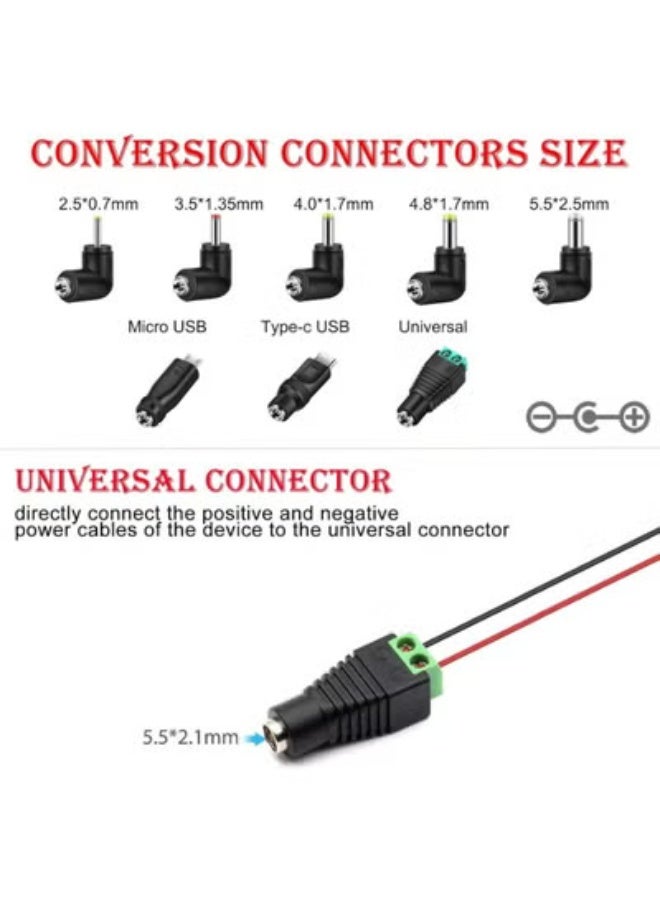 fantasize Universal 5V DC Power Cable, USB to DC 5.5x2.1mm Charging Cord with 8 Interchangeable Tips, 5.5x2.5 4.8x1.7 4.0x1.7 3.5x1.35 2.5x0.7 Micro USB Type-C, Multi-Device Charger for Electronics - Image 3