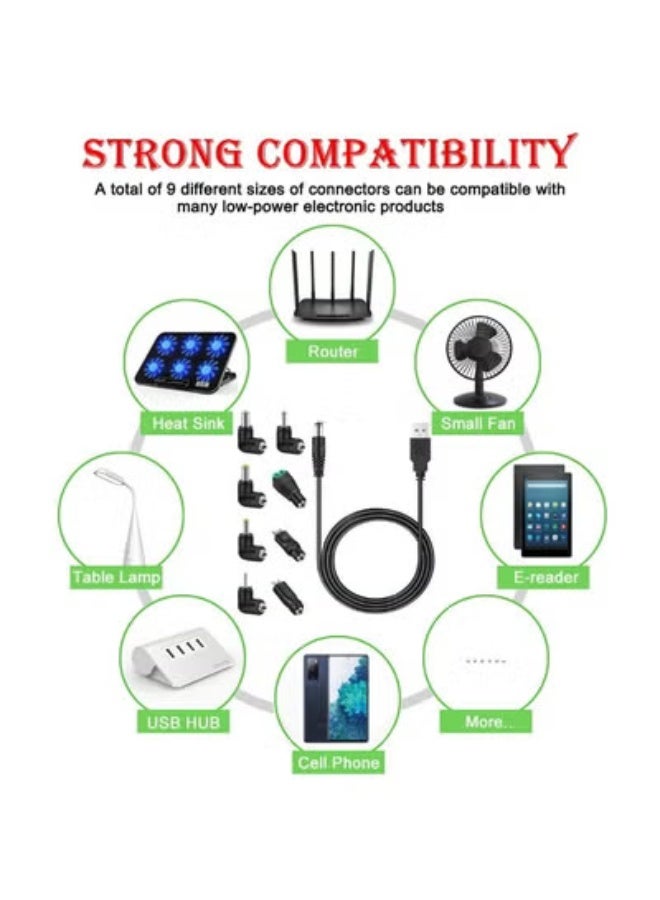 fantasize Universal 5V DC Power Cable, USB to DC 5.5x2.1mm Charging Cord with 8 Interchangeable Tips, 5.5x2.5 4.8x1.7 4.0x1.7 3.5x1.35 2.5x0.7 Micro USB Type-C, Multi-Device Charger for Electronics - Image 4