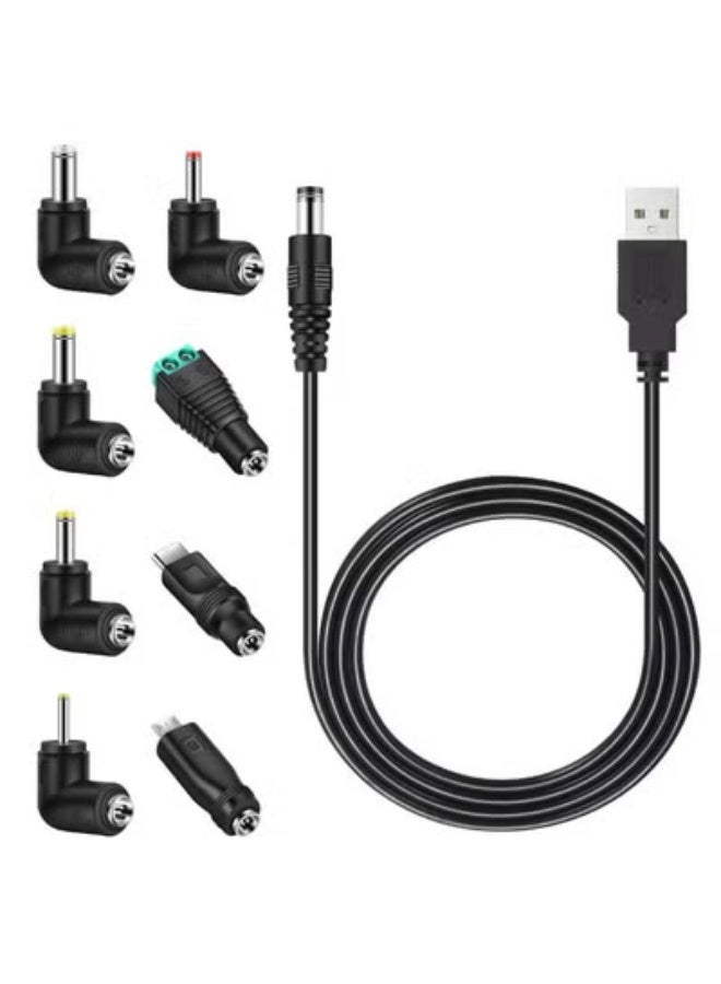 fantasize Universal 5V DC Power Cable, USB to DC 5.5x2.1mm Charging Cord with 8 Interchangeable Tips, 5.5x2.5 4.8x1.7 4.0x1.7 3.5x1.35 2.5x0.7 Micro USB Type-C, Multi-Device Charger for Electronics - Image 1