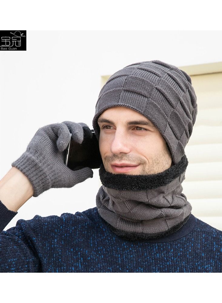 Winter Padded Set Cap Knitted Hat Scarf 2-Piece Set