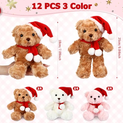 Hungdao 12 Pcs Large Christmas Bears Plush Toys Bulk 984 Inch Soft Bears Stuffed Animals with Red Cute Hats Scarfs Gifts for Kids Adults Christmas Stocking Birthday Holiday Party Favors Donation - Image 5