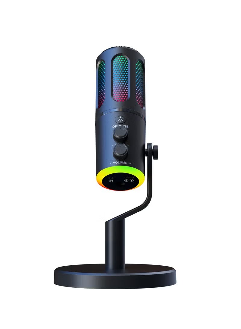 SUNEX K18 RGB USB Condenser Gaming Microphone, Black, with Desktop Stand - Image 1