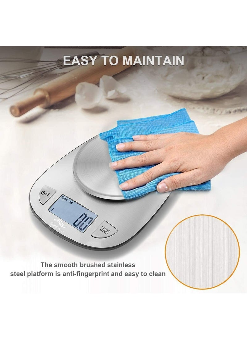 Royal Polar RoyalPolar Food Scale Multifunction Digital Kitchen Scale High Accuracy Electronic Food Weight with Large LCD Display, Stainless Steel Platform, Ultra Slim, From 0.1g up to 5kg (5kg/0.1g)  - Image 3