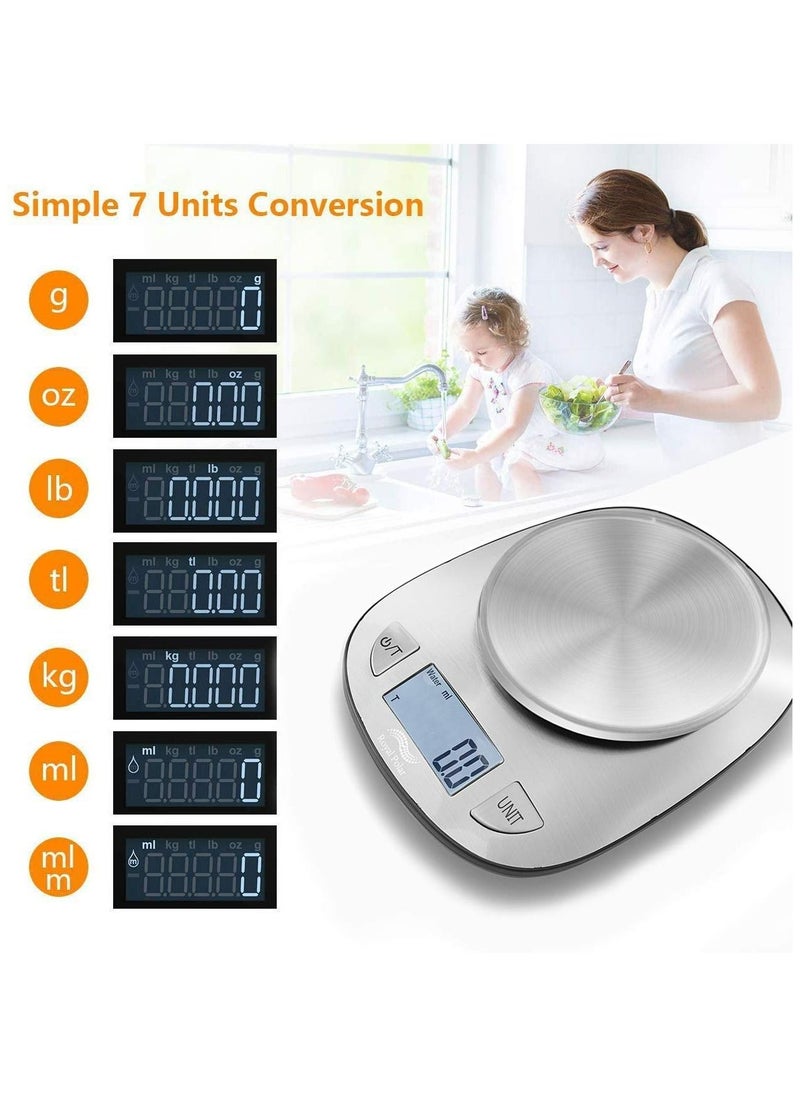 Royal Polar RoyalPolar Food Scale Multifunction Digital Kitchen Scale High Accuracy Electronic Food Weight with Large LCD Display, Stainless Steel Platform, Ultra Slim, From 0.1g up to 5kg (5kg/0.1g)  - Image 5
