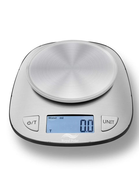 RoyalPolar Food Scale Multifunction Digital Kitchen Scale High Accuracy Electronic Food Weight with Large LCD Display, Stainless Steel Platform, Ultra Slim, From 0.1g up to 5kg (5kg/0.1g)