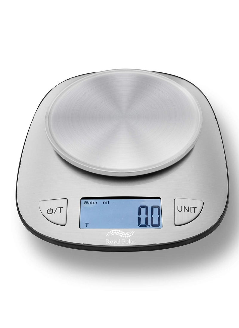 Royal Polar RoyalPolar Food Scale Multifunction Digital Kitchen Scale High Accuracy Electronic Food Weight with Large LCD Display, Stainless Steel Platform, Ultra Slim, From 0.1g up to 5kg (5kg/0.1g)  - Image 1