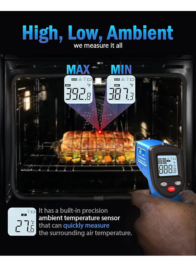 Benetech Infrared Thermometer Gun -50 To 400℃(-58 To 752℉), Non-Contact Surface Temperature Gun For Measuring Cooking Food Pizza Oven Grill Meat - Image 4