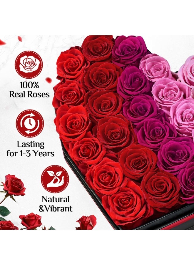 LATIFA 30-Piece Artificial Roses in Heart Shape Box with Gradient Colors Gift, Pink Roses, Red Roses Bouquet Handmade, Pink Flowers, Red Flowers, Red Roses Bouquet, Pink Roses Bouquet in Gift Box - Image 2