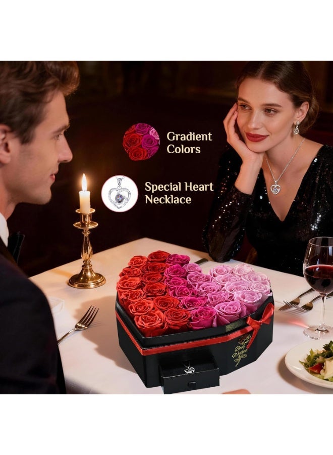 LATIFA 30-Piece Artificial Roses in Heart Shape Box with Gradient Colors Gift, Pink Roses, Red Roses Bouquet Handmade, Pink Flowers, Red Flowers, Red Roses Bouquet, Pink Roses Bouquet in Gift Box - Image 4