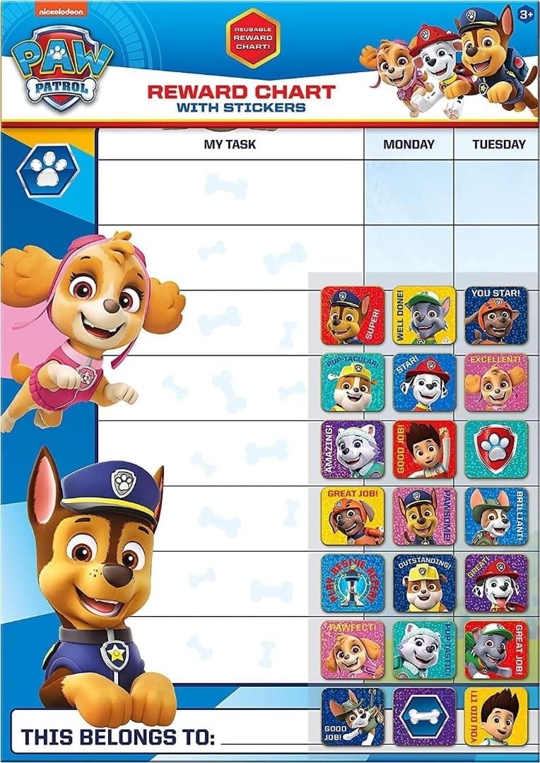 Paper Projects 017030024 Paw Patrol Everyday Reward Chart and 56 Sparkly Stickersfor Ages 3 297cm x 42cm - Image 2