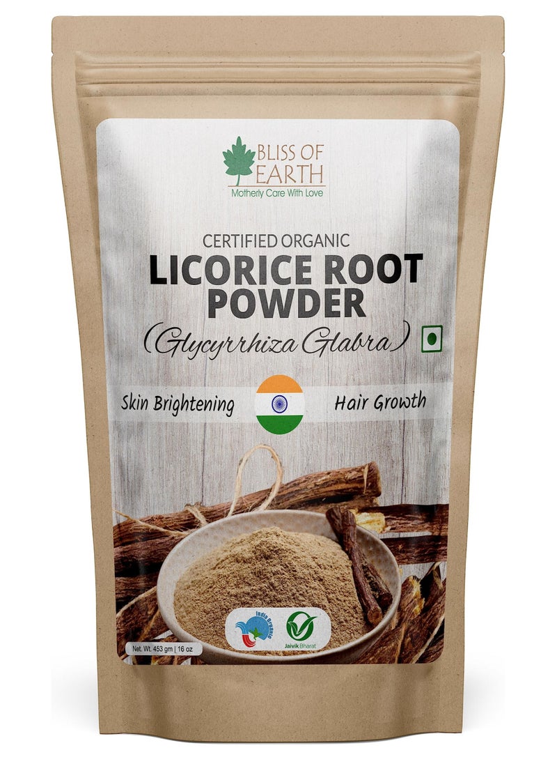 BLISS OF EARTH - Bliss Of Earth Organic Licorice Root Powder For Eating Mulethi Powder Organic For Skin Whitening Hair & Face 453Gm - Image 1