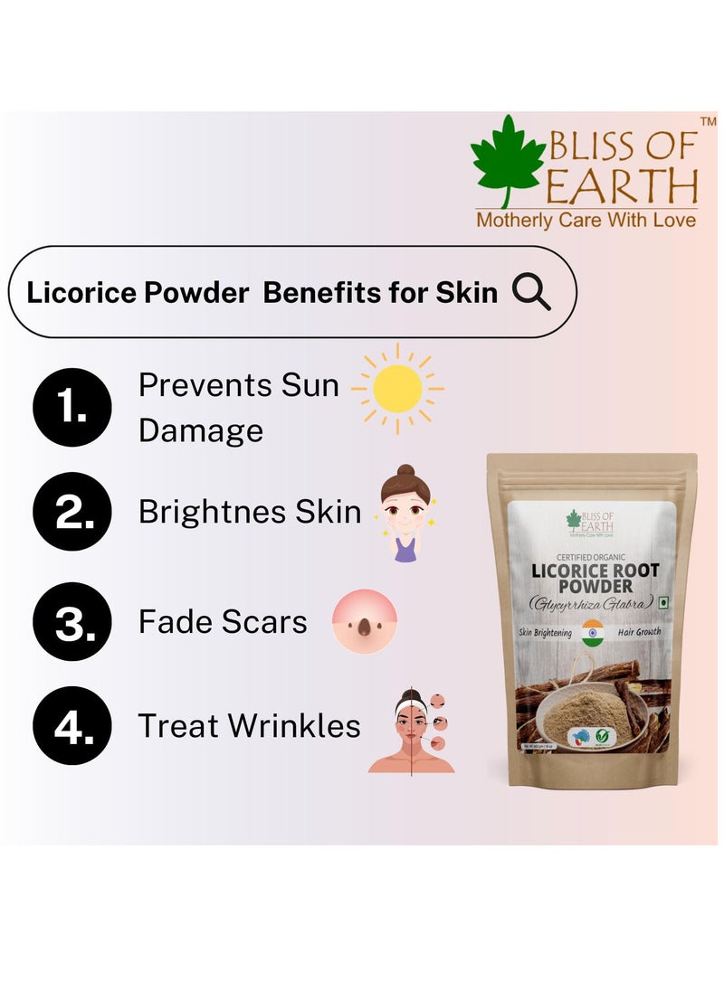 BLISS OF EARTH - Bliss Of Earth Organic Licorice Root Powder For Eating Mulethi Powder Organic For Skin Whitening Hair & Face 453Gm - Image 1