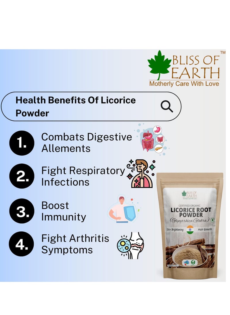 BLISS OF EARTH - Bliss Of Earth Organic Licorice Root Powder For Eating Mulethi Powder Organic For Skin Whitening Hair & Face 453Gm - Image 1