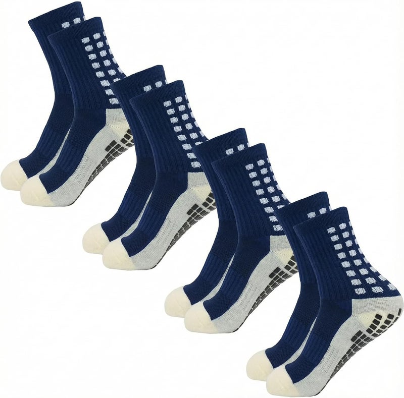 Yufree Men's Soccer Socks Anti Slip Non Slip Grip Pads for Football Basketball Sports Grip Socks, 4 Pair - Image 1