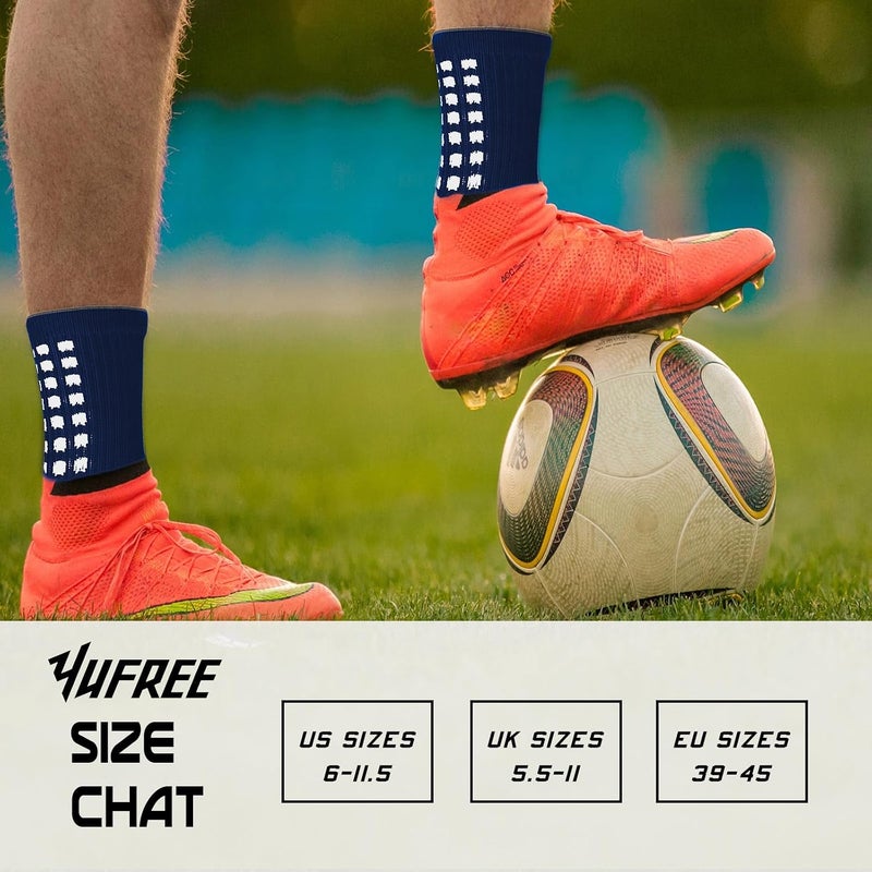 Yufree Men's Soccer Socks Anti Slip Non Slip Grip Pads for Football Basketball Sports Grip Socks, 4 Pair - Image 5