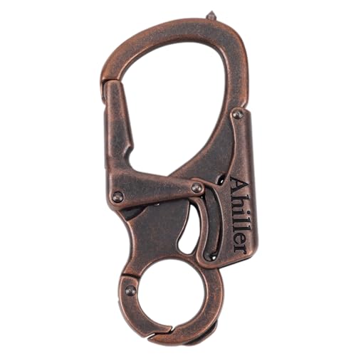 Ahiller 3" Carabiner Keychain Clip, Rugged Alloy Double Lock Design - Tungsten Steel Spike - Multi Tool Caribina, Small Key Ring Clip for Camping Hiking Fishing Outdoor Survival [Red Brass-1P] - Image 1