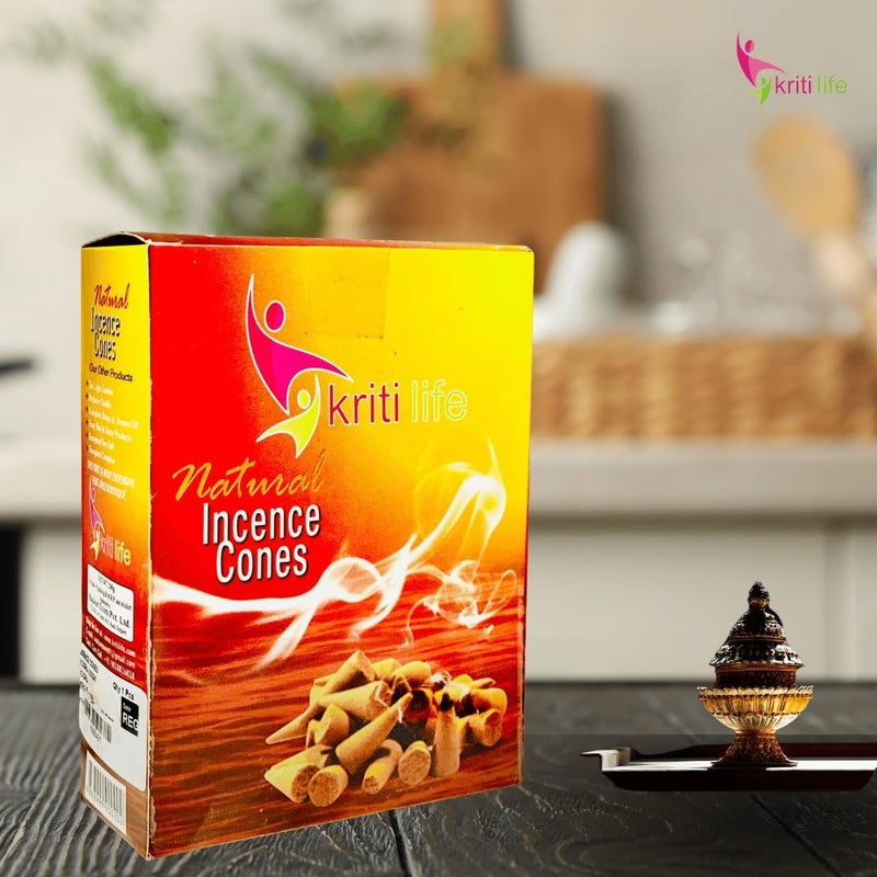 KRITILIFE Kriti Life Natural Scented Incense Cone Nag Champa 200Gm 60 Cone 40 Minutes Burn Time Organic Dhoop for Pooja Home Fragrance Aromatherapy Height 5 CM Diameter 125 CM  - Image 3