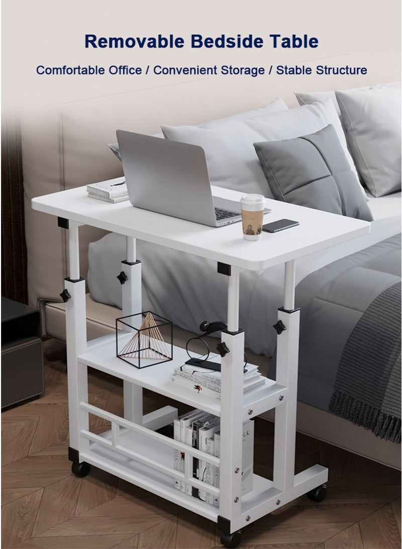 تابيت مكتب الكمبيوتر المحمول المتداول القابل للتعديل - طاولة جنب السرير الحد الأدنى لغرفة النوم وغرفة النوم ، محطة عمل متنقلة للمكتب المنزلي ، طاولة قهوة جانبية أريكة بسيطة (80x40 سم ، أسود) - Image 2