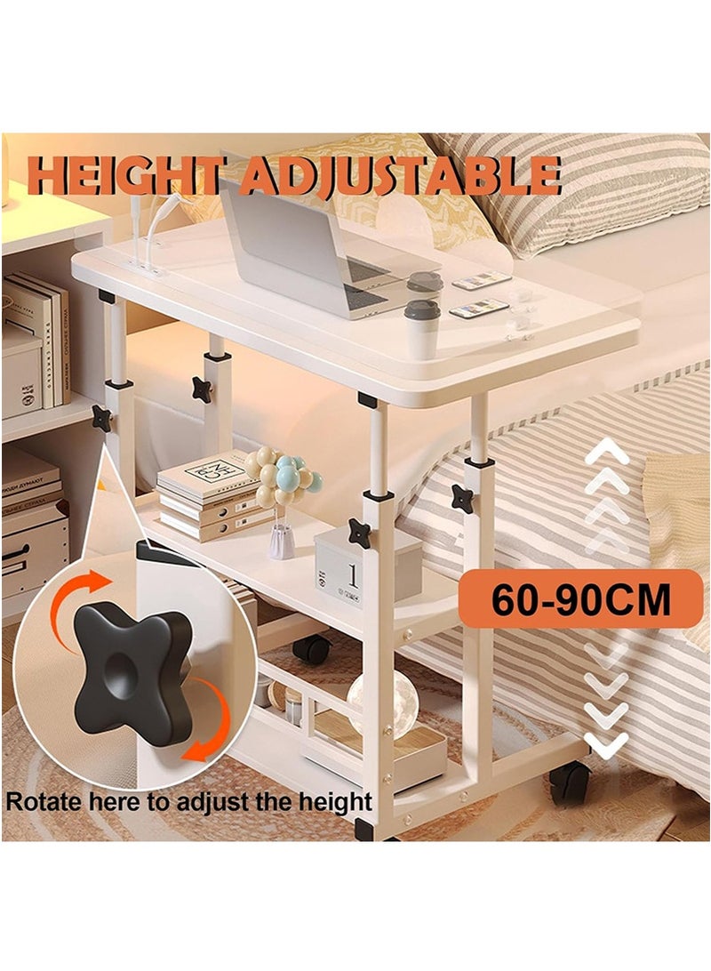 تابيت مكتب الكمبيوتر المحمول المتداول القابل للتعديل - طاولة جنب السرير الحد الأدنى لغرفة النوم وغرفة النوم ، محطة عمل متنقلة للمكتب المنزلي ، طاولة قهوة جانبية أريكة بسيطة (80x40 سم ، أسود) - Image 5